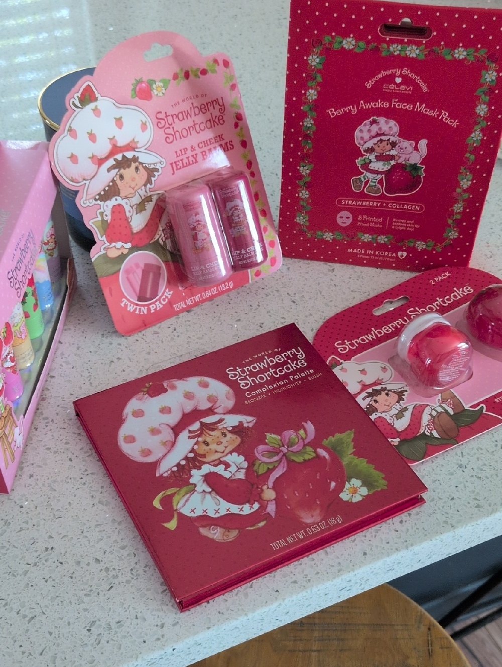 Strawberry Shortcake Lip & Cheek Jelly Balms Complexion Palette,8 Lippys, 5 Mask